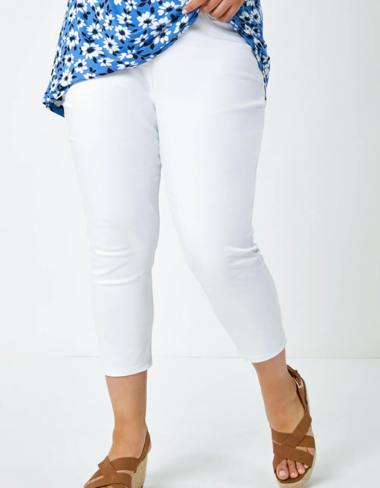 Curve Elastic Waist Cropped Denim Jeggings