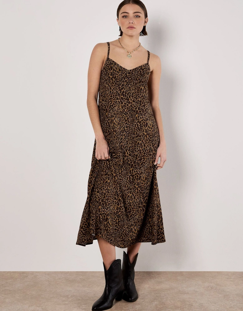Animal Print Crepe Maxi Slip Dress
