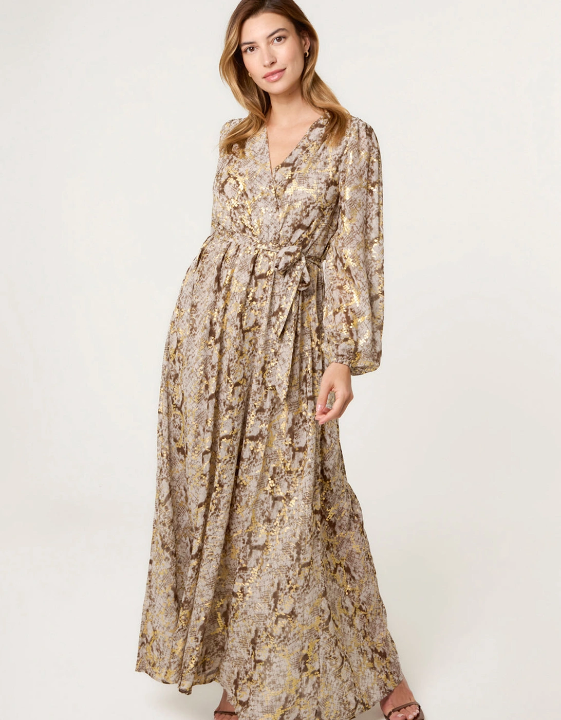 Gold Snake Print Long Dress, 2 of 1