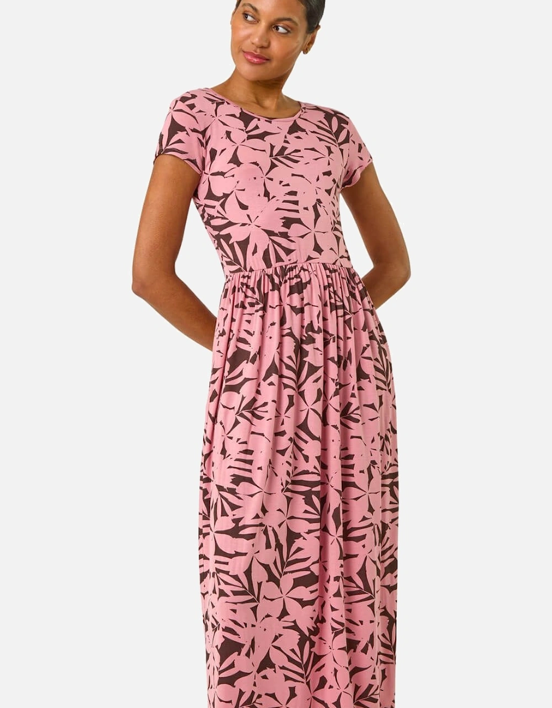 Floral Print Stretch Midi Dress, 2 of 1