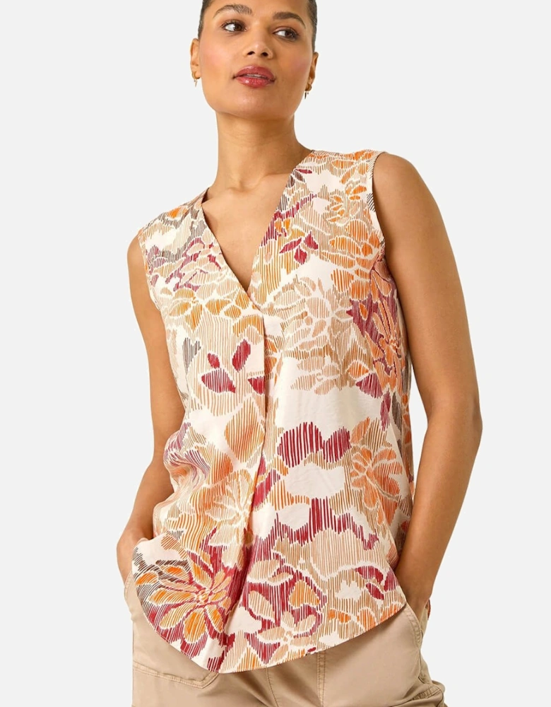 Floral Print V-Neck Vest Top