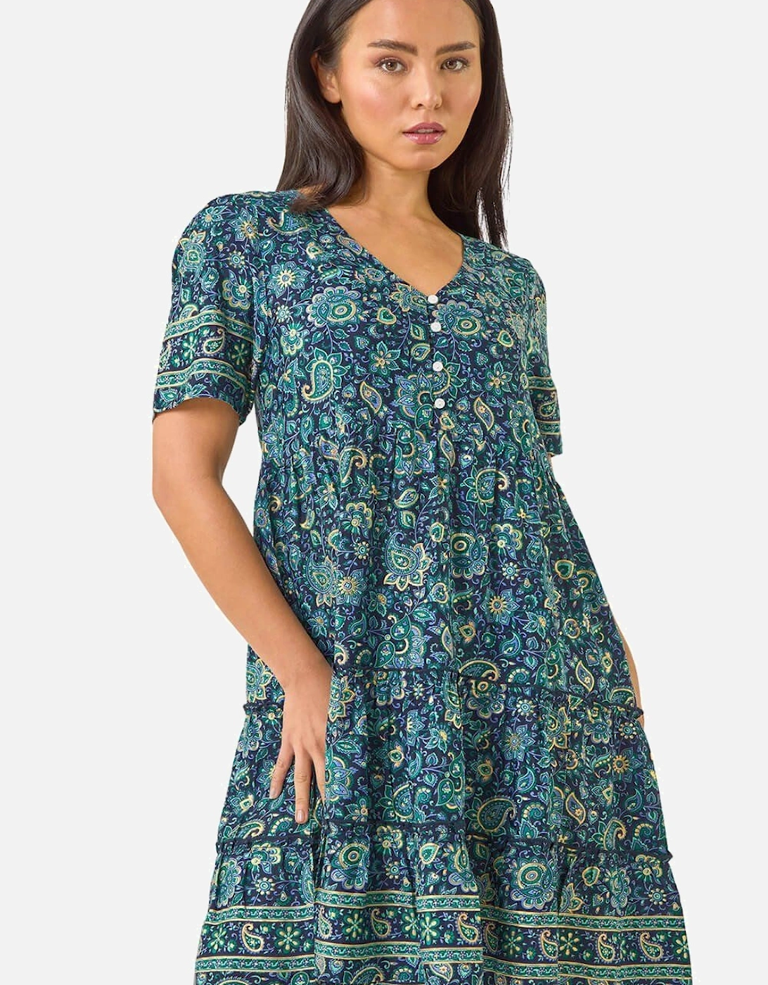Petite Paisley Print Tiered Dress, 2 of 1