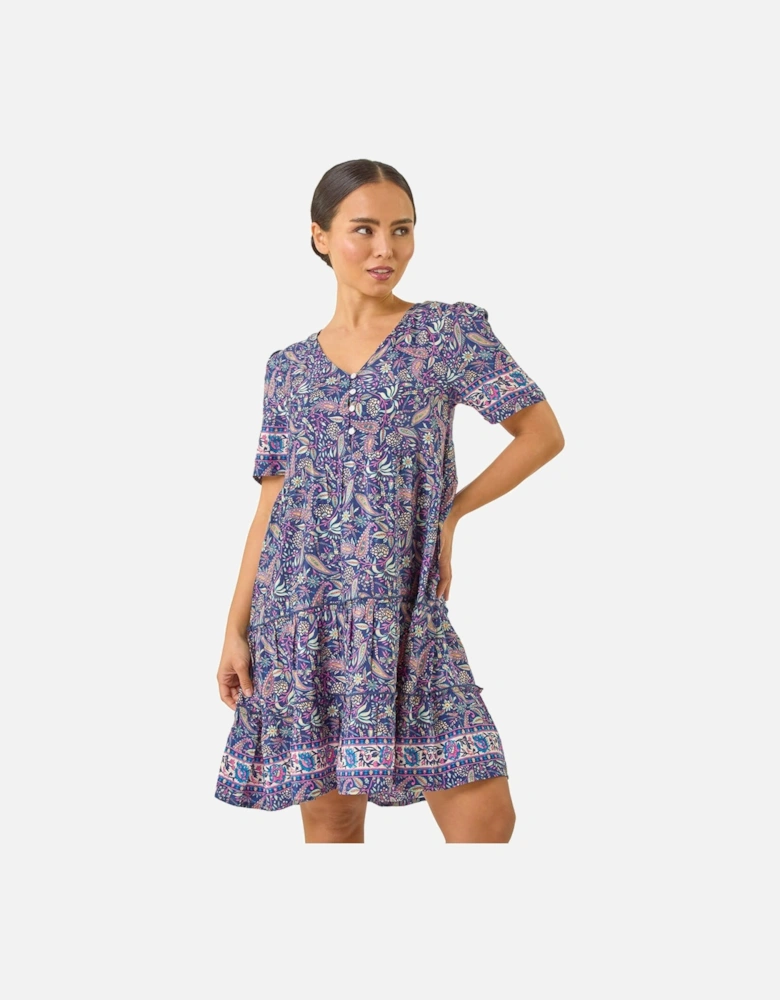 Petite Floral Paisley Tiered Dress
