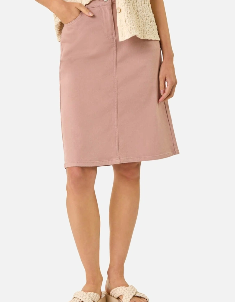 Cotton Denim Stretch A line Skirt