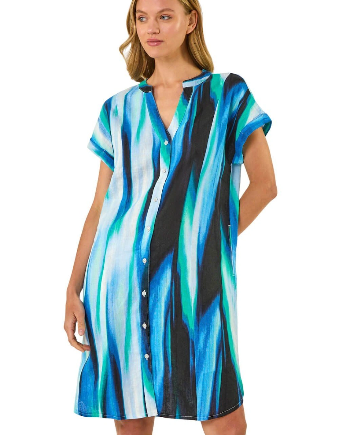 Abstract Printed Linen Shift Dress, 2 of 1