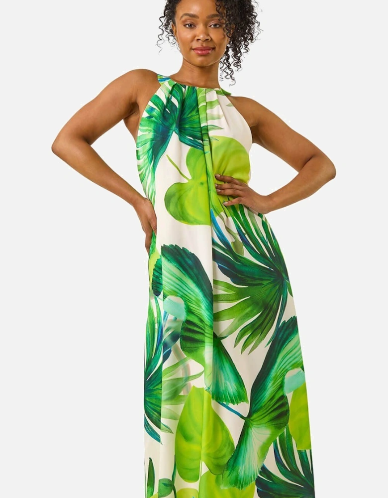 Petite Leaf Halter Neck Shift Dress