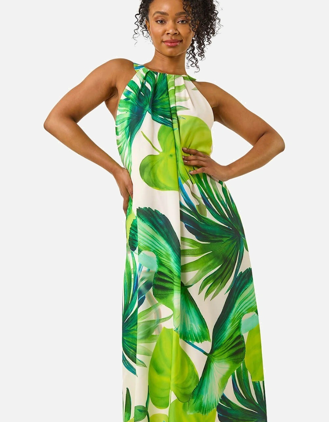 Petite Leaf Halter Neck Shift Dress, 2 of 1