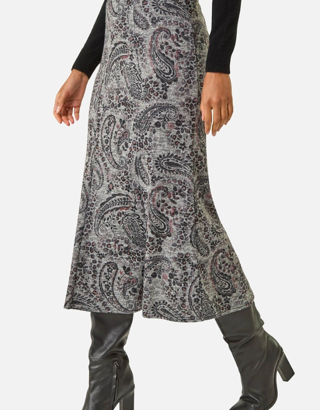 Paisley Print Stretch Midi Skirt, 2 of 1