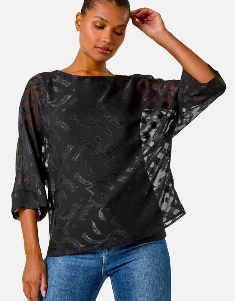 Zig Zag Burnout Overlay Tunic Top