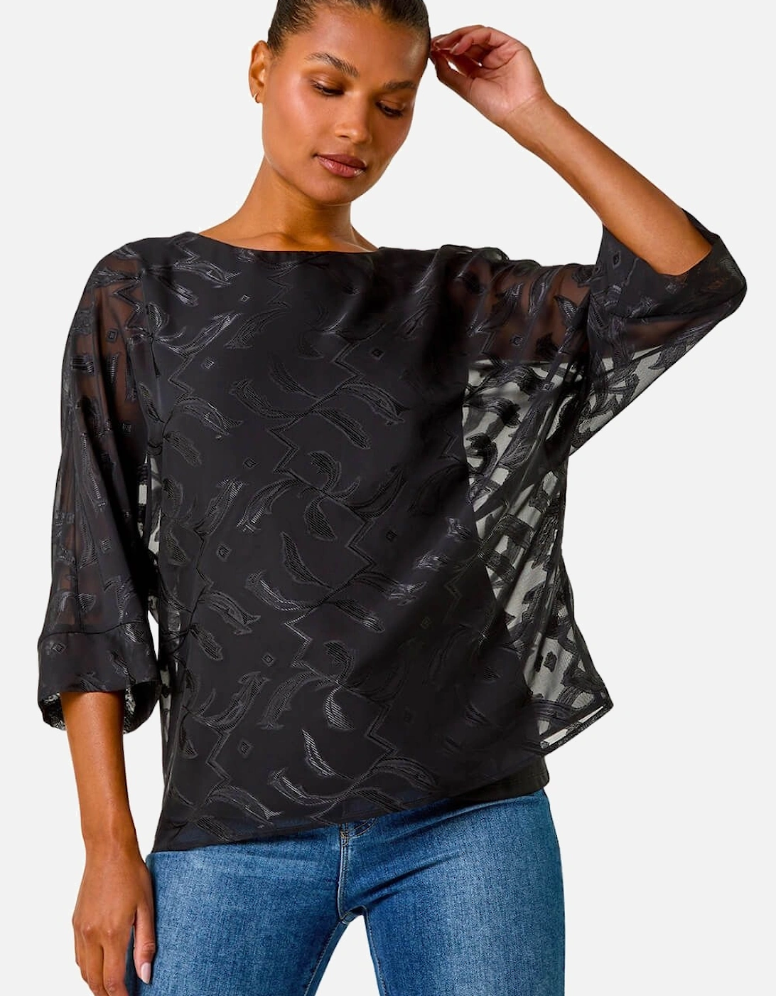 Zig Zag Burnout Overlay Tunic Top, 2 of 1
