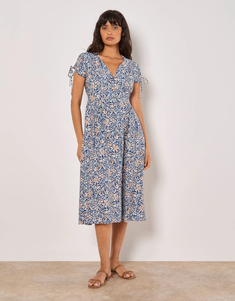 Ditsy Floral Button-Down Midi Dress