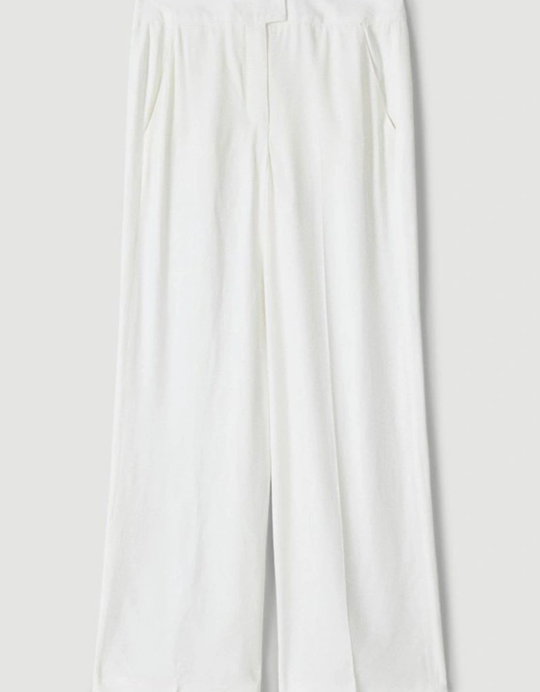 Petite Tailored Viscose Satin Back Crepe Wide Leg Trouser