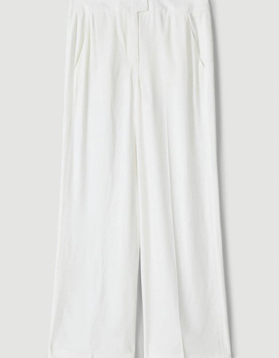 Petite Tailored Viscose Satin Back Crepe Wide Leg Trouser