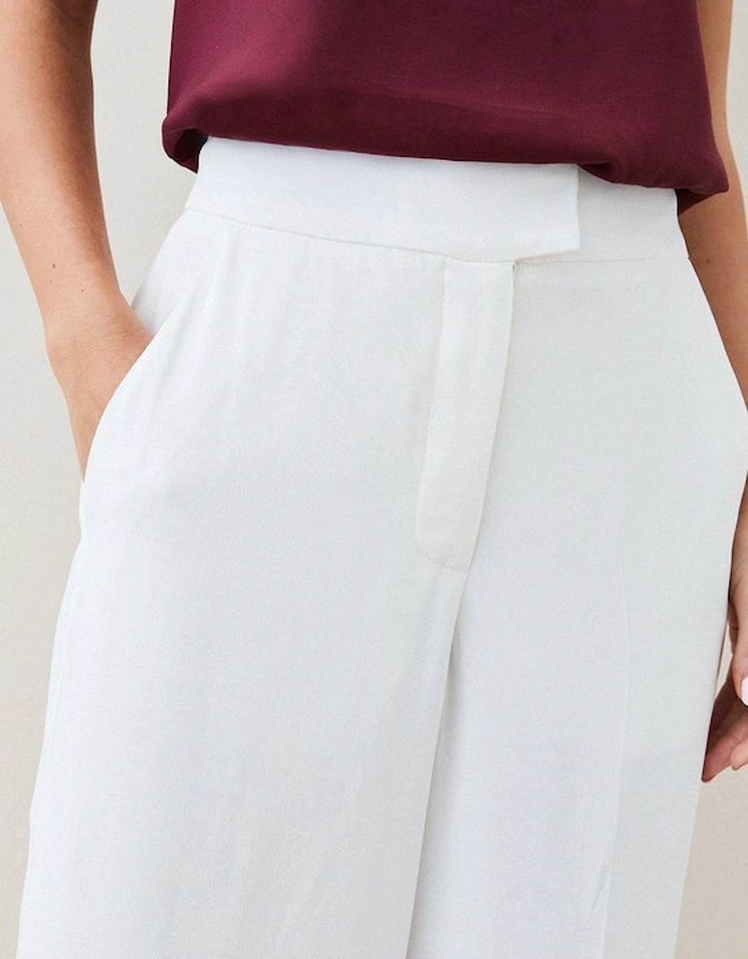 Petite Tailored Viscose Satin Back Crepe Wide Leg Trouser