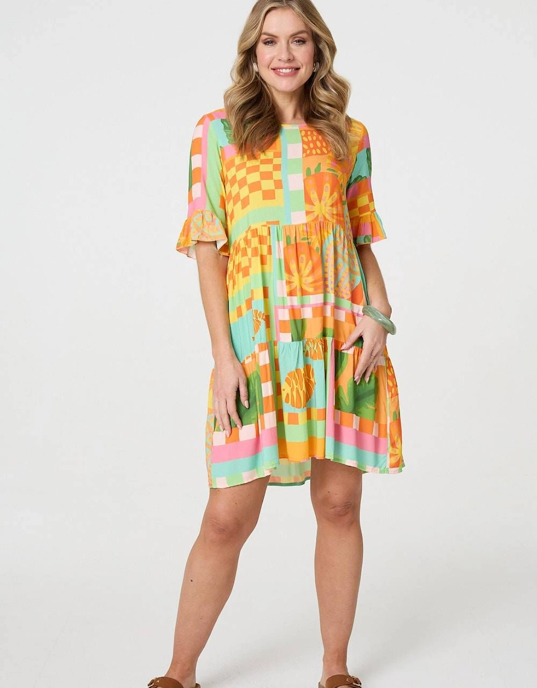 Tropical Tile Print Smock Dress, 2 of 1