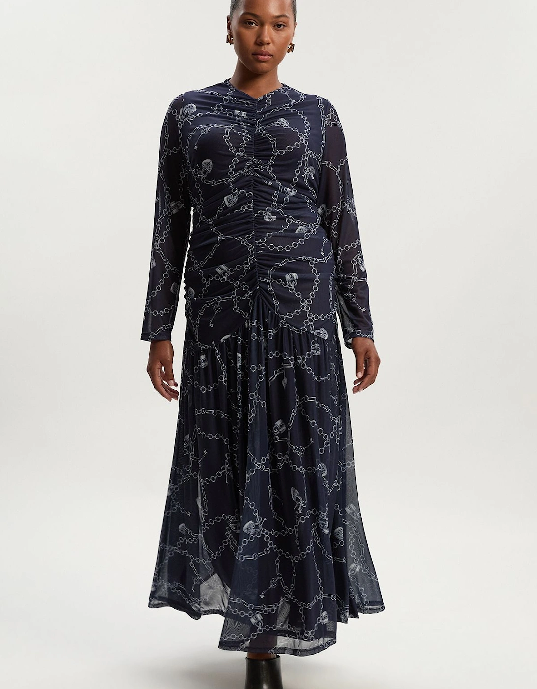 Plus Size Chain Print Mesh Maxi Dress, 2 of 1