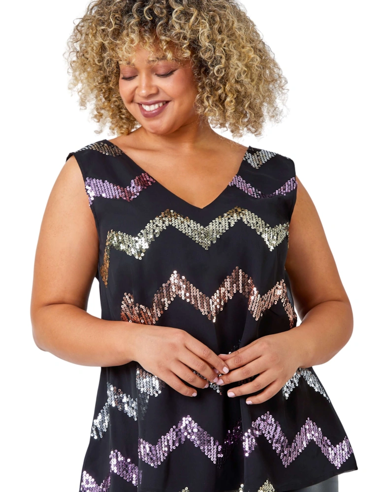 Curve Sequin Zig Zag Cami Top