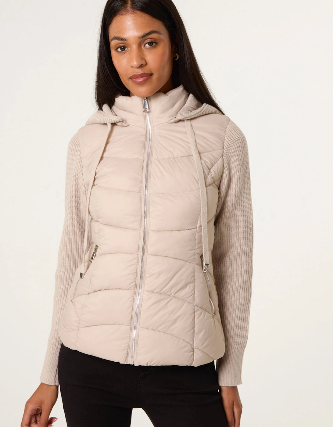 Stone Knitted Sleeve Puffer Jacket, 2 of 1
