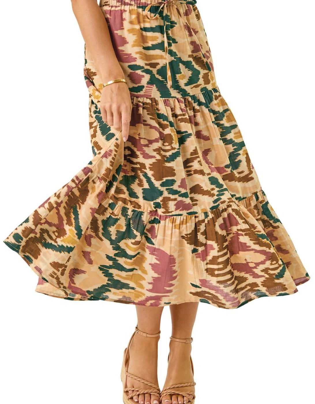 Petite Abstract Tiered Midi Skirt, 2 of 1
