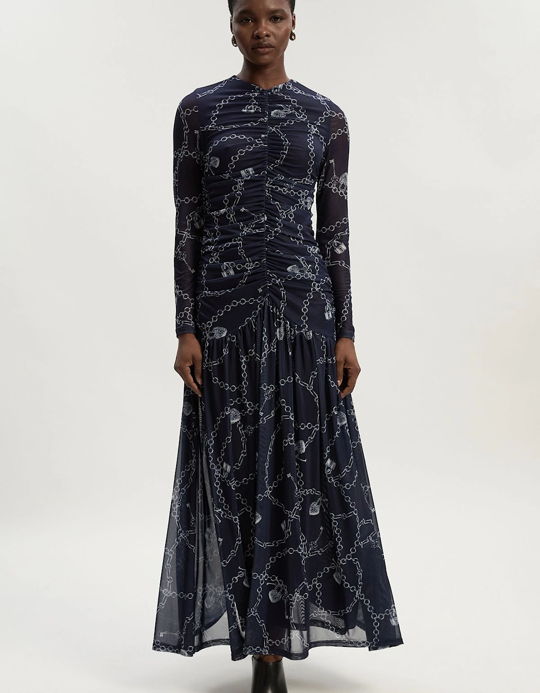 Chain Print Mesh Maxi Dress, 2 of 1