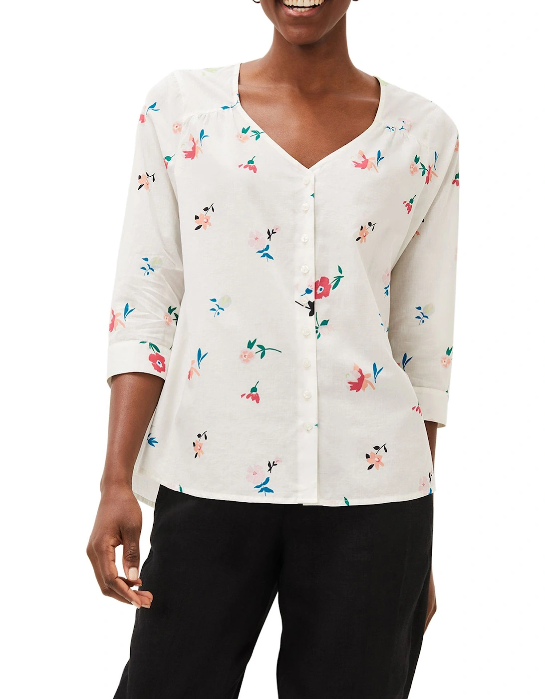 Luca Floral Cotton Blouse Floral, 2 of 1