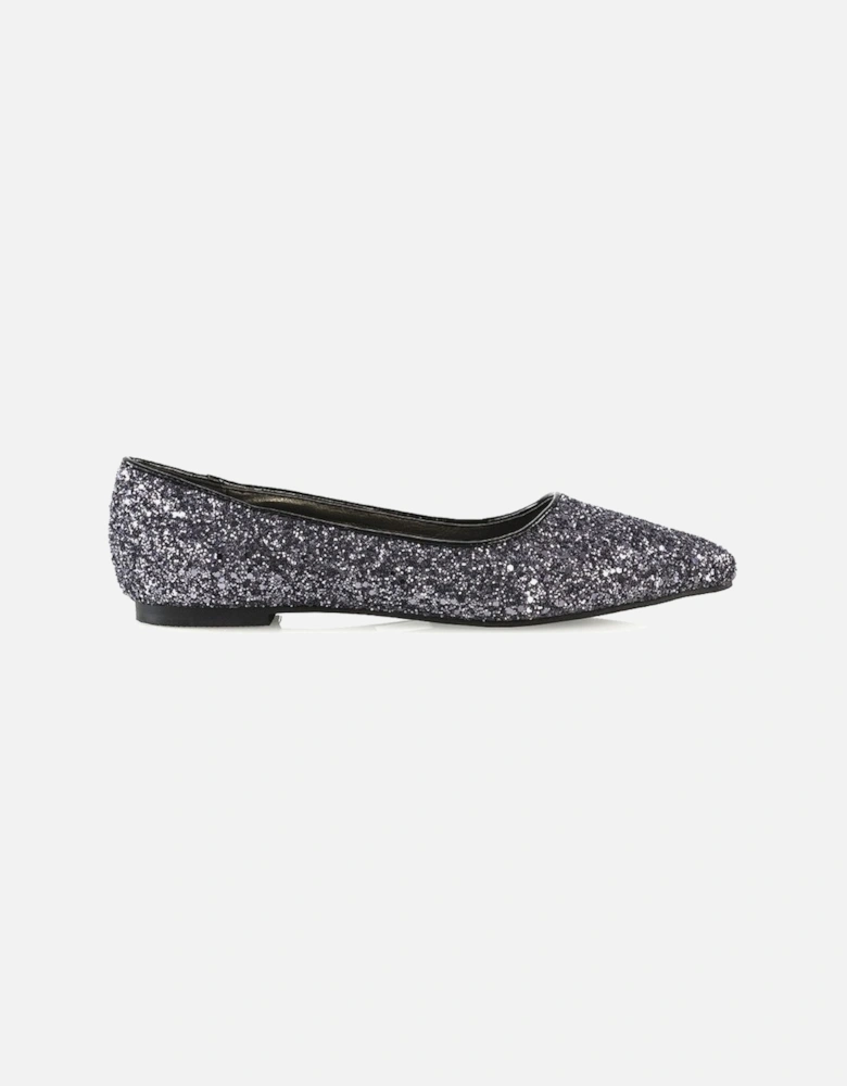 'Rosalie' Statement Pointed Toe Flat Bridal Ballerina Pump Shoes