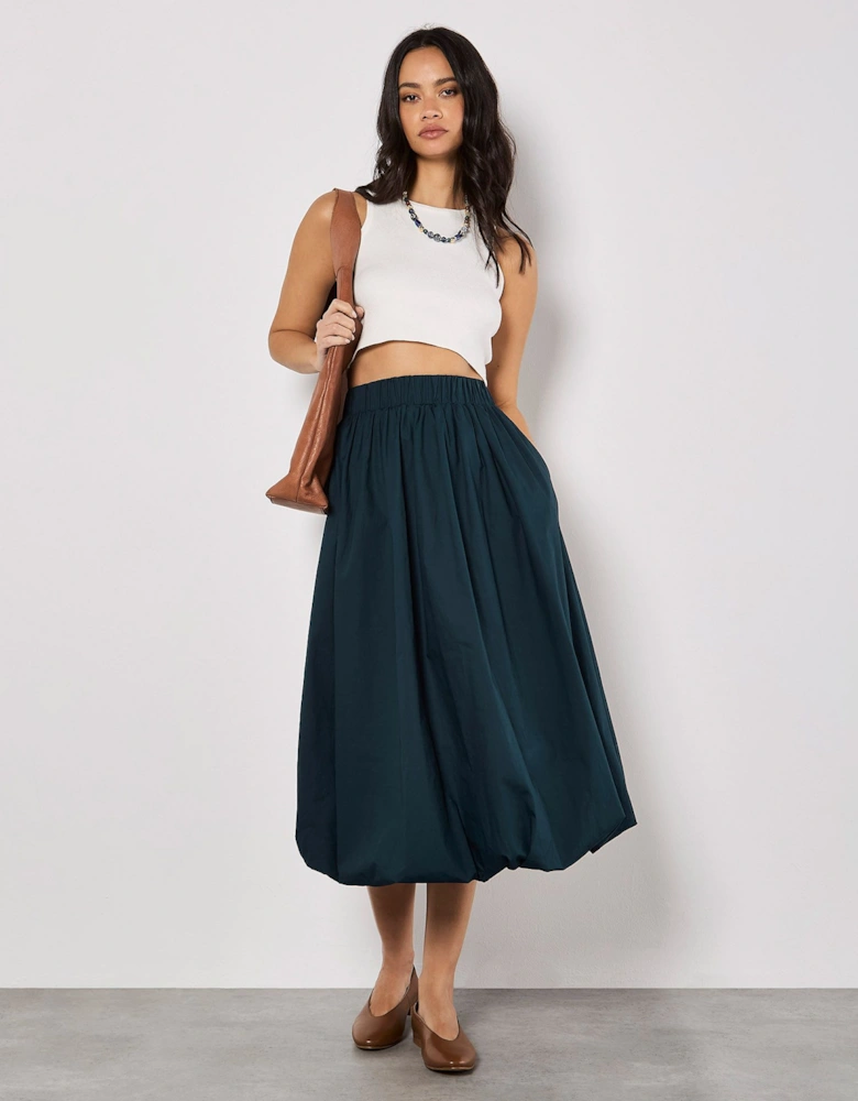 Puff Hem Midi Skirt