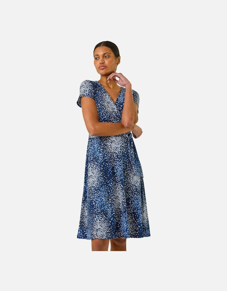 Abstract Wrap Detail Stretch Dress