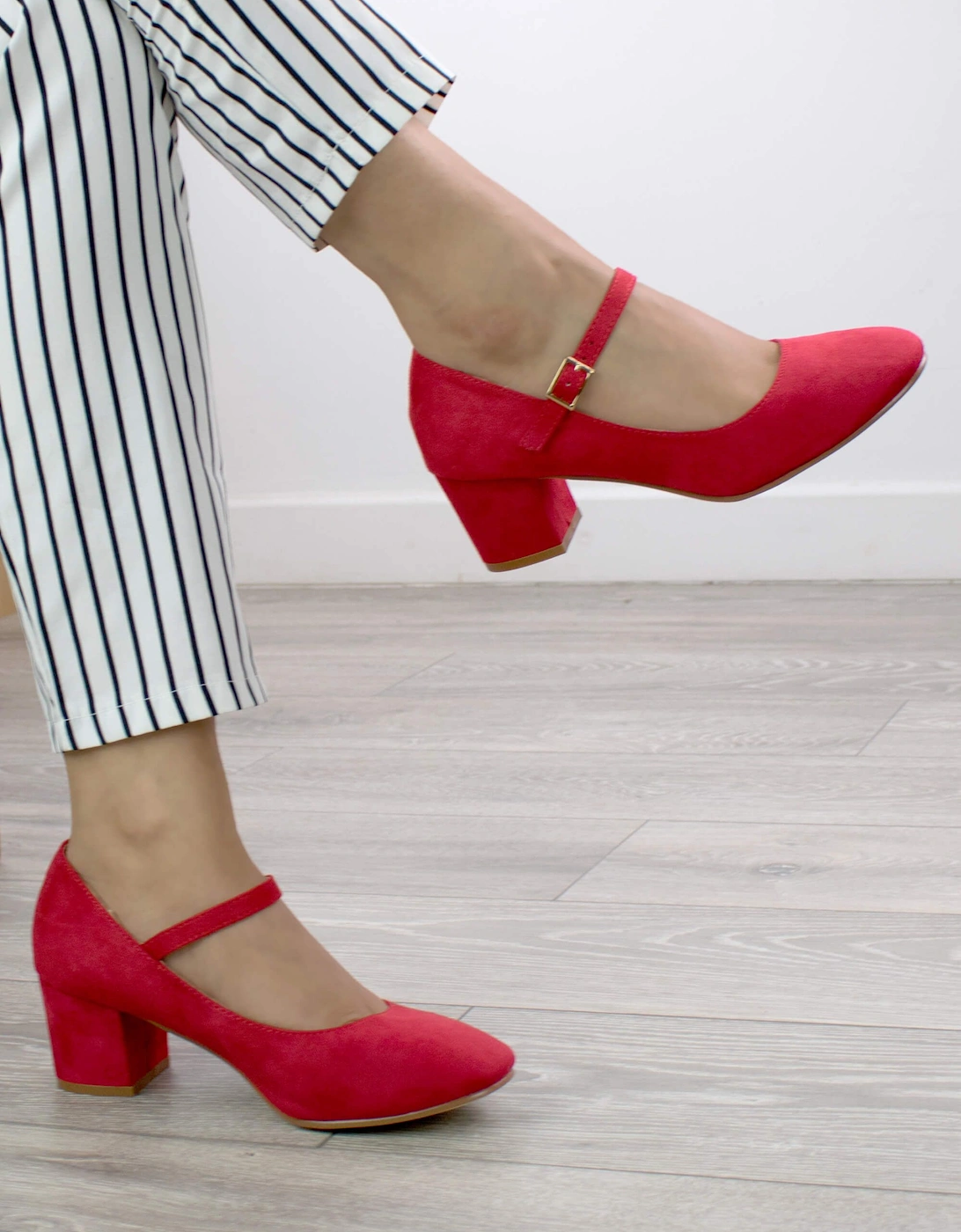 Mid Block Heel Mary Jane Comfort Faux Suede Court Shoes, 2 of 1