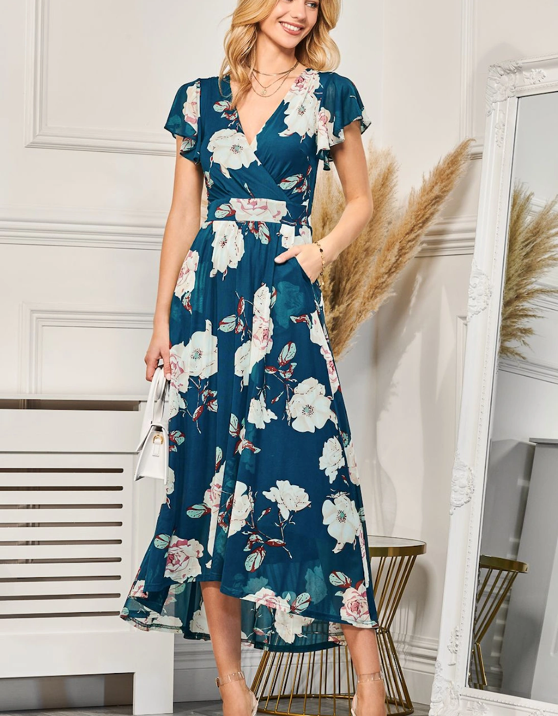 Dipped Hem Mesh Maxi Dress, 2 of 1