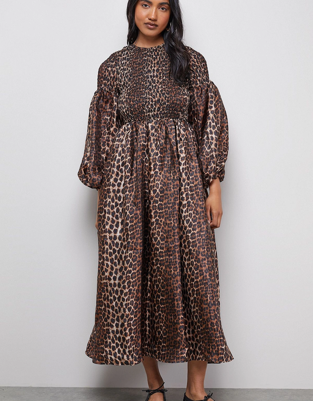 Textured Organza Shirred Midaxi Dress, 2 of 1