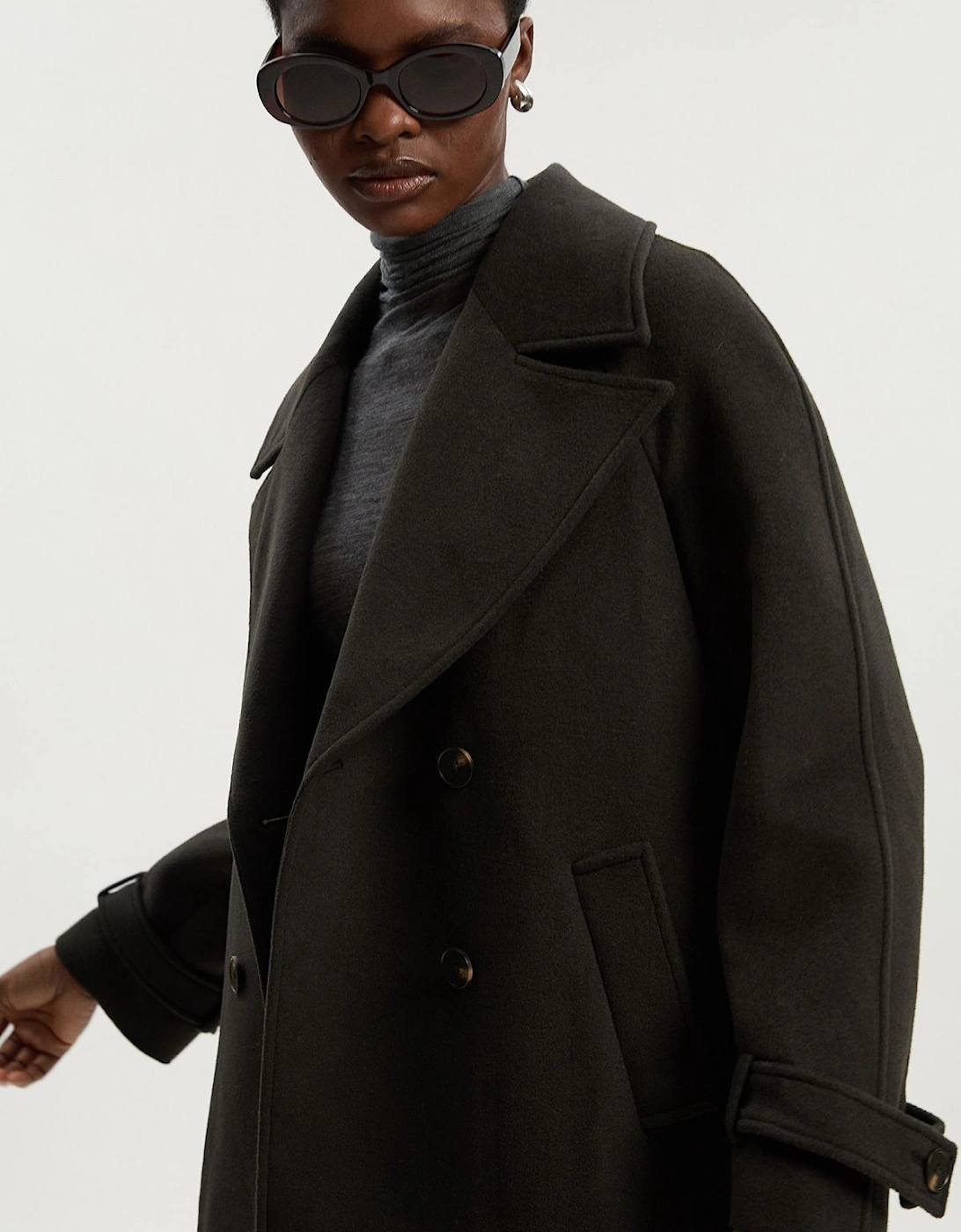 Tailored Brushed Wool Double Breasted Short Pea Coat, 2 of 1
