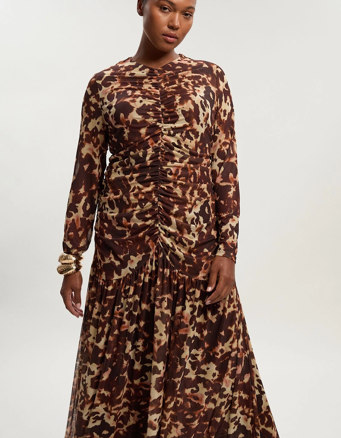 Plus Size Leopard Print Mesh Maxi Dress, 2 of 1
