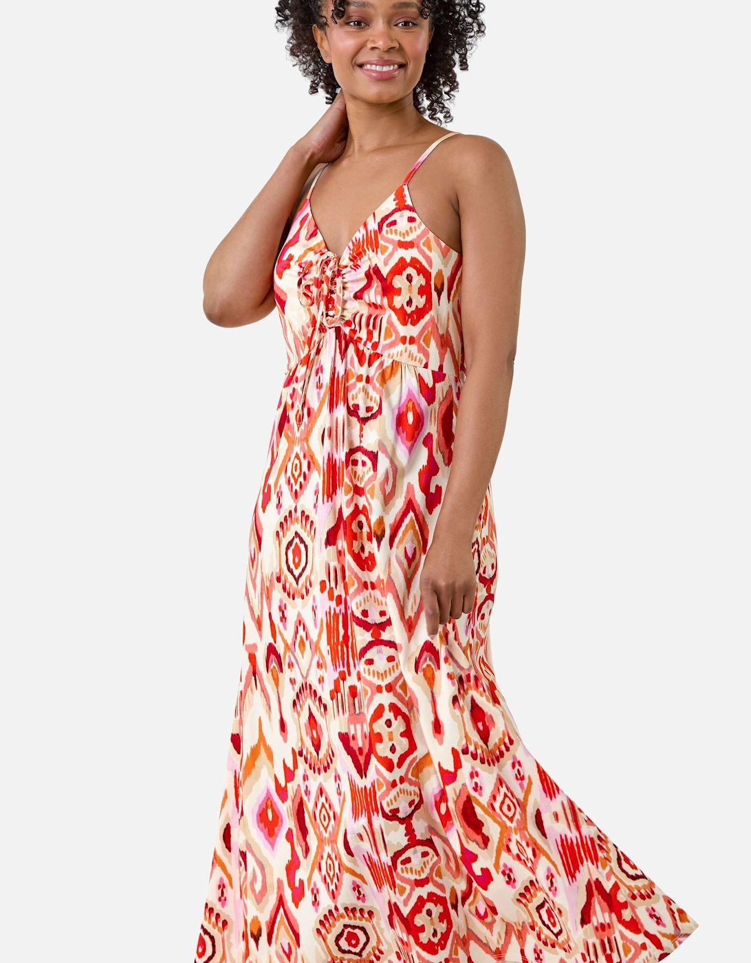 Petite Aztec Ruched Front Maxi Dress, 2 of 1