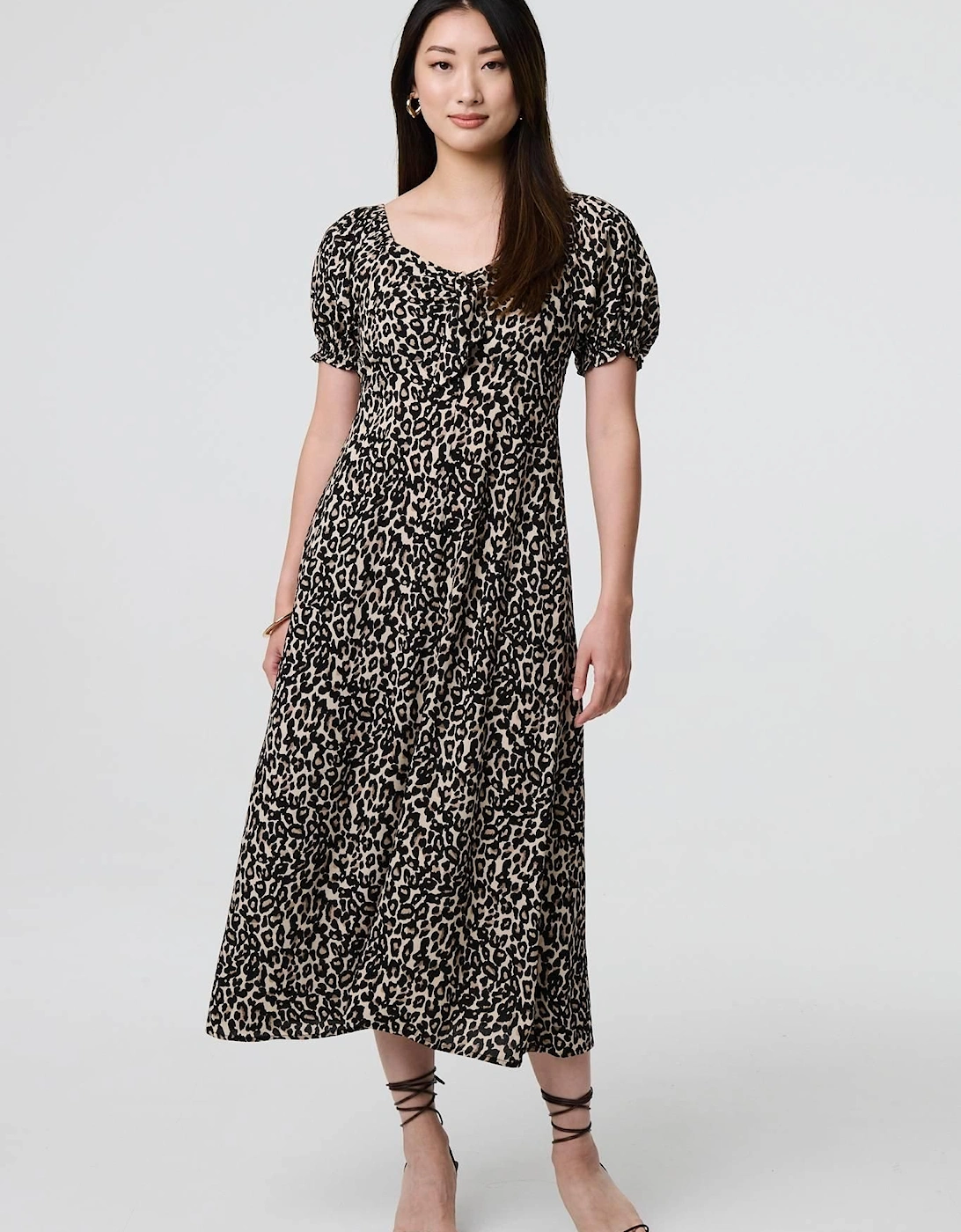 Animal Print Short Puff Sleeve Maxi Dress, 2 of 1