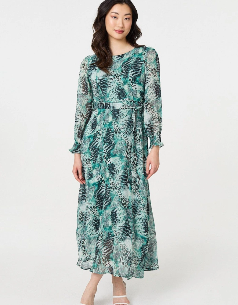 Animal Print Semi Sheer Maxi Dress