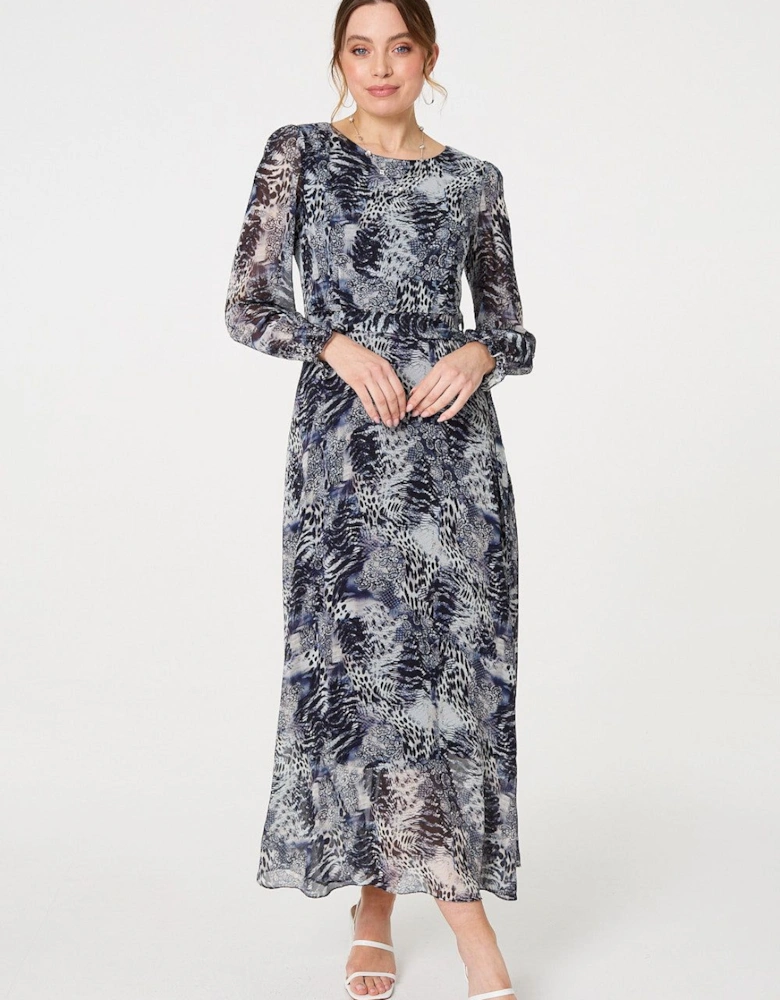 Animal Print Semi Sheer Maxi Dress