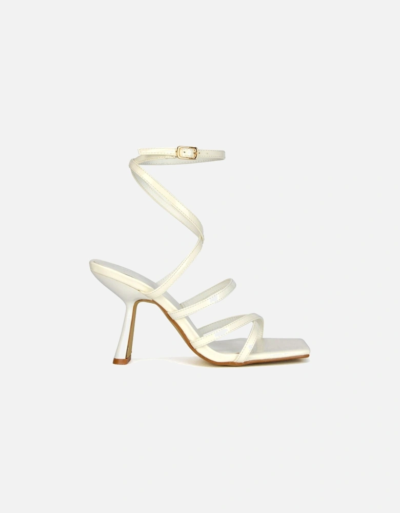 'Donna' Strappy Square Toe Thin Block High Heel Sandals