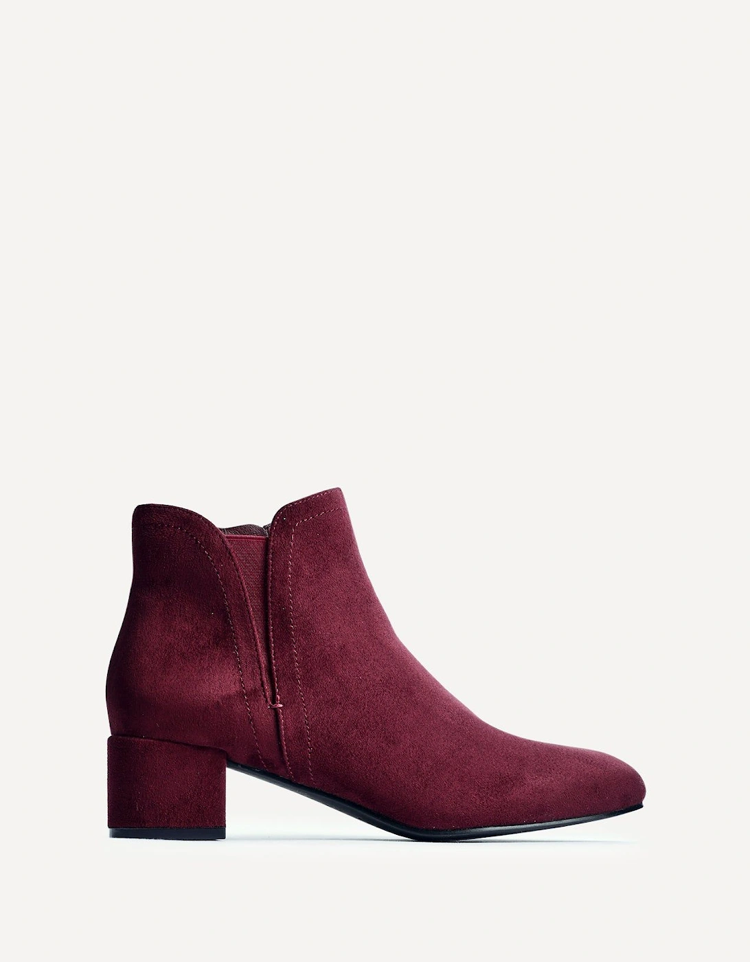 Manor Burgundy Faux Suede Block Heeled Ankle Boot, 2 of 1