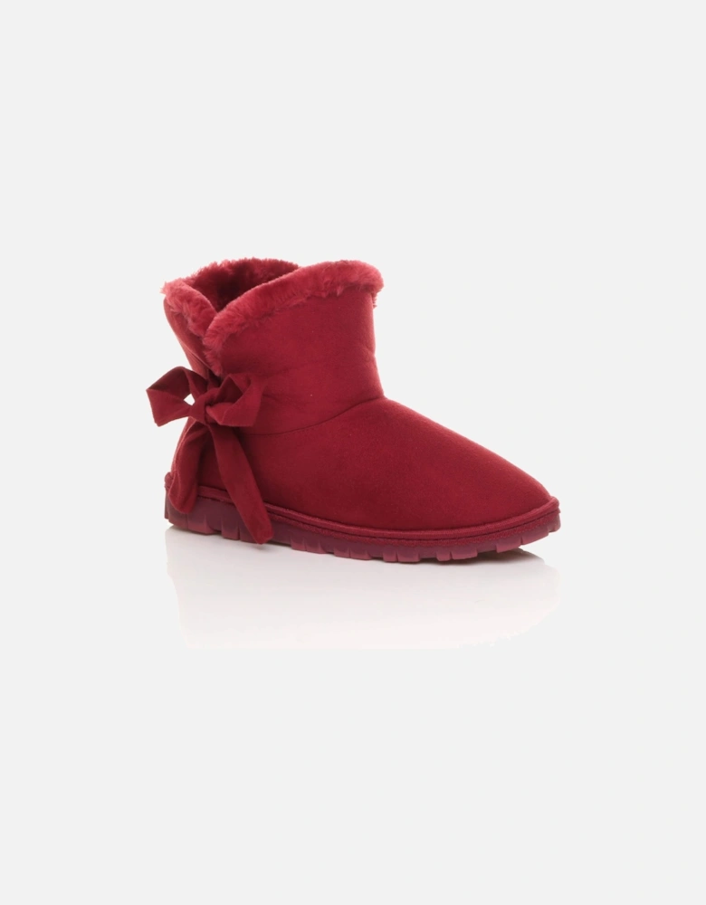 Flat  Heel Faux Fur Lined Ankle Boots Faux Suede Slippers