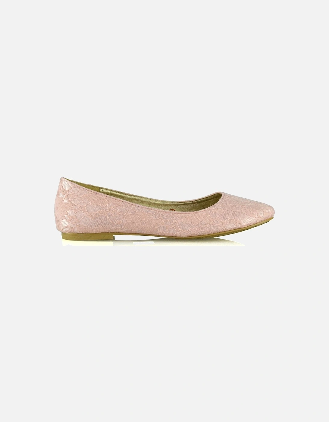 'Keva' Round Toe Lace Detail Slip on Wedding Flats Ballerina Bridal Pumps, 2 of 1