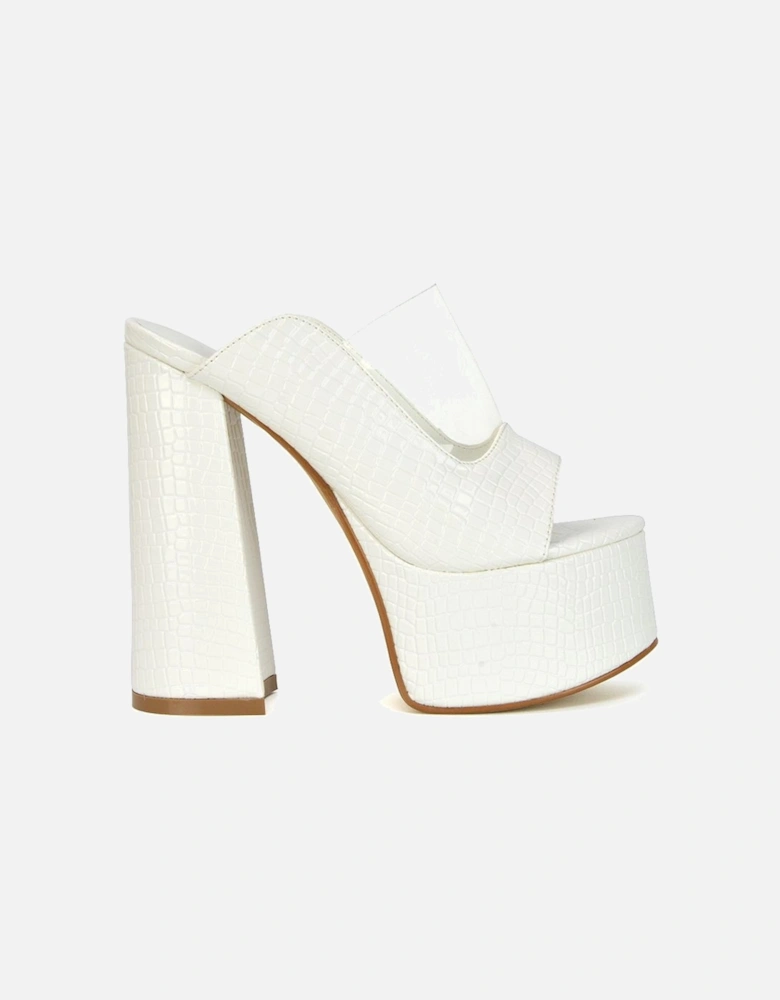 'Saorise' Block High Heel Platform Mules With Perspex Panel
