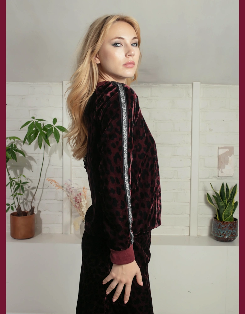 Tilda Bias Cut Skirt In Plum Leopard