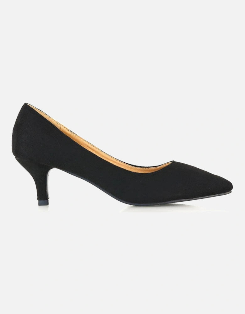 'Cali' Pointed Toe Low Stiletto Kitten High Heel Court Shoes
