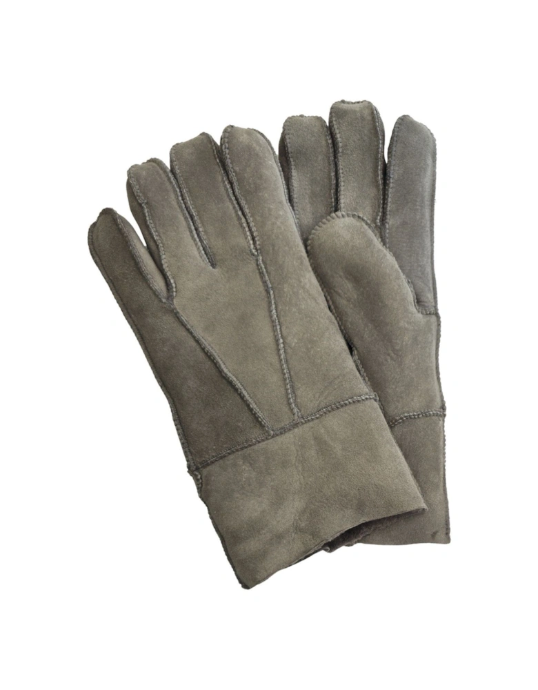 Sheepskin Suede Gloves with Roll Up/Down Cuff