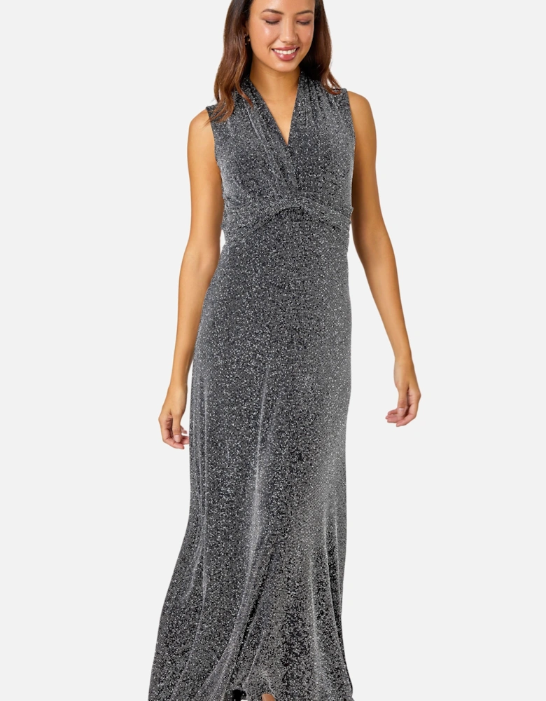 Shimmer Twist Detail Stretch Maxi Dress