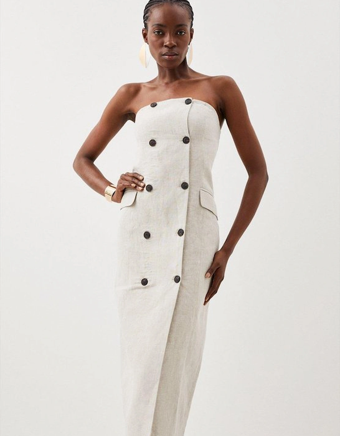 Linen Bandeau Pencil Dress, 2 of 1