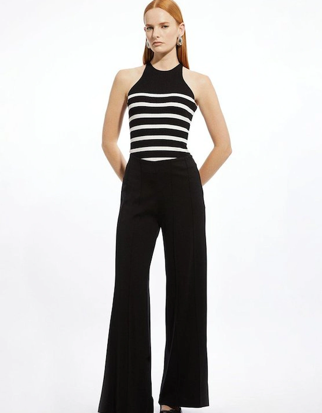 Tailored Ponte Slim Flare Leg Trousers, 5 of 4