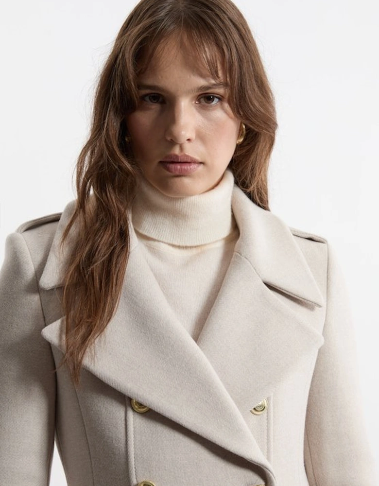 Premium Italian Manteco Wool Double Breasted Tailored Midi Coat