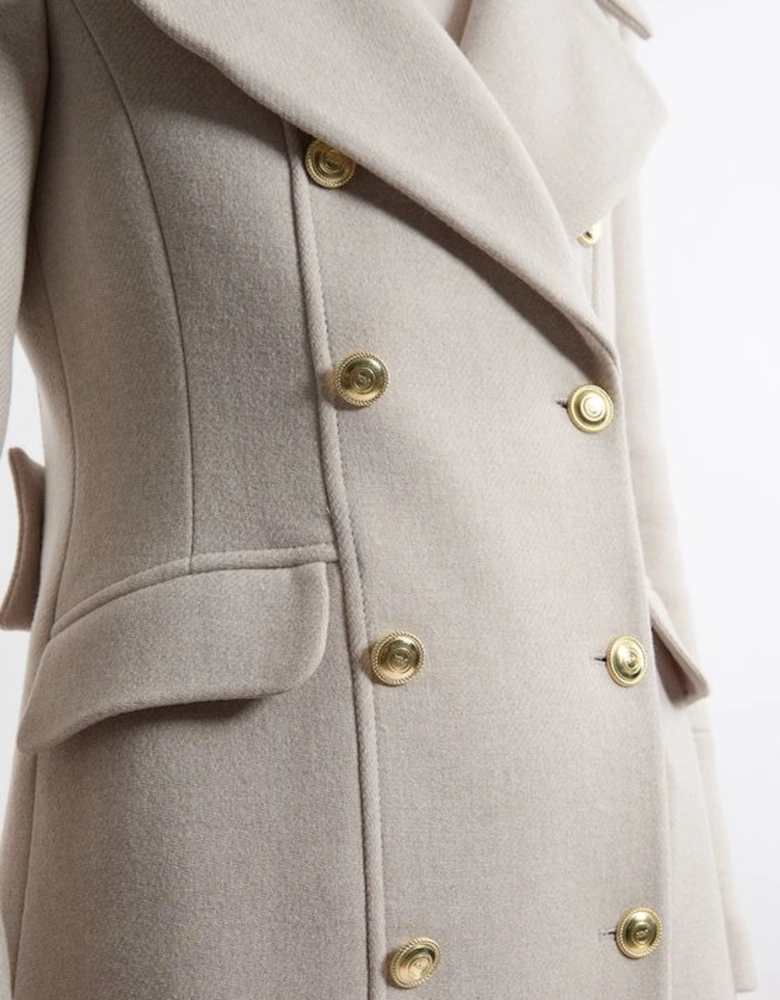 Premium Italian Manteco Wool Double Breasted Tailored Midi Coat